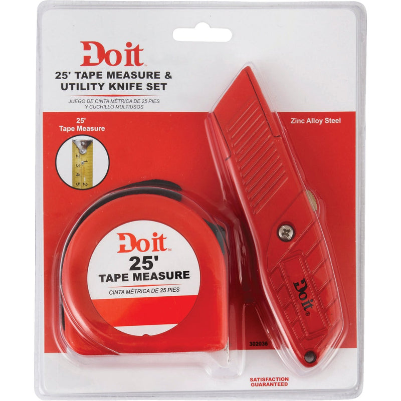 Do it 25 Ft. Tape Measure and Utility Knife Tool Set (2-Piece)