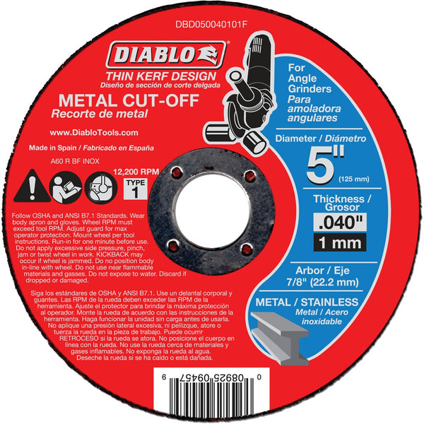 Diablo Type 1 5 In. x 0.040 In. x 7/8 In. Metal Cut-Off Wheel