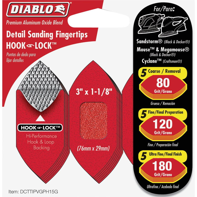 Diablo Detail Fingertips Assorted Grits Mouse Sandpaper