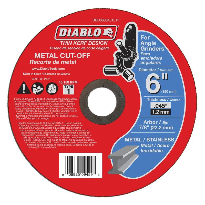 Diablo Type 1 6 In. x 0.045 In. x 7/8 In. Metal Cut-Off Wheel