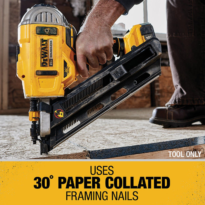 DEWALT 20V MAX XR Brushless 30 Degree Cordless Framing Nailer Kit with 4.0 Ah Battery & Charger