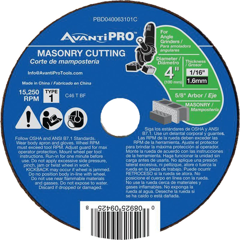 Avanti Pro Type 1 4 In. x 1/16 In. x 5/8 In. Masonry Cut-Off Wheel