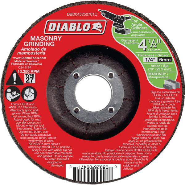 Diablo Type 27 4-1/2 In. 1/4 In. x 7/8 In. Masonry Grinding Cut-Off Wheel