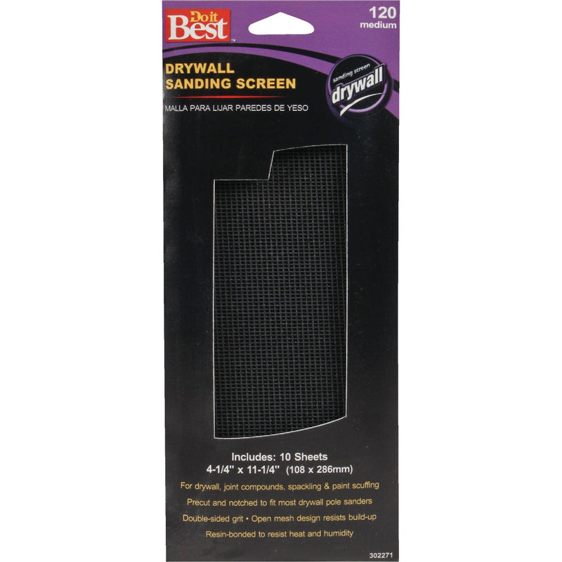 Do it Best 120 Grit 4-1/4 In. x 11-1/4 In. Drywall Sanding Screen (10-Pack)