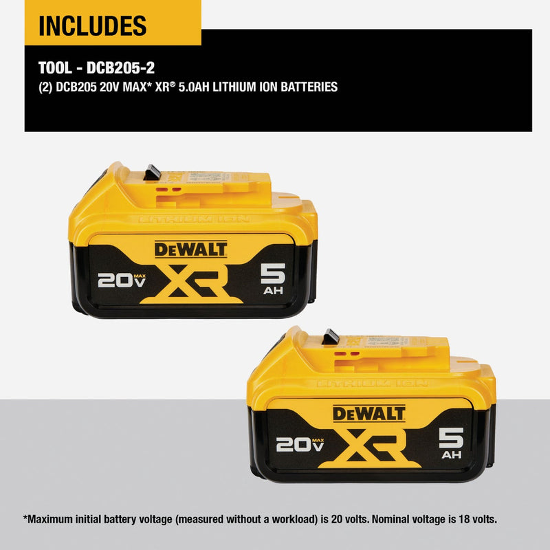 DEWALT 20V MAX XR Lithium-Ion 5.0 Ah Premium Battery Pack (2-Pack)