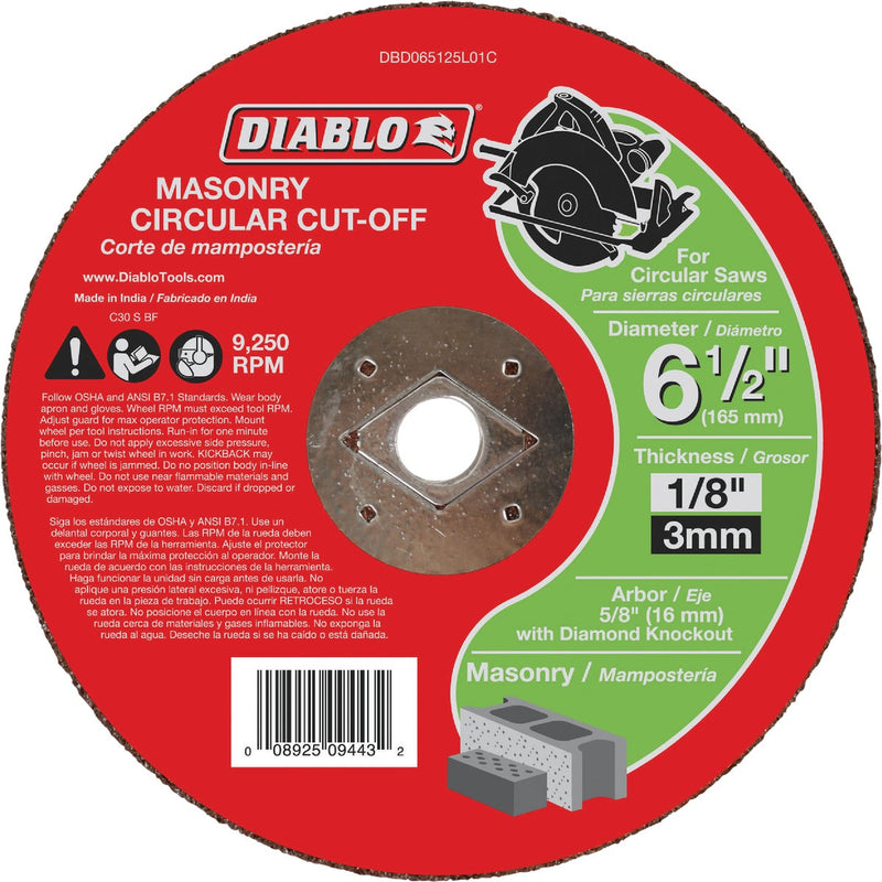 Diablo Type 1 6-1/2 In. x 1/8 In. x 5/8 In. Masonry Cut-Off Wheel