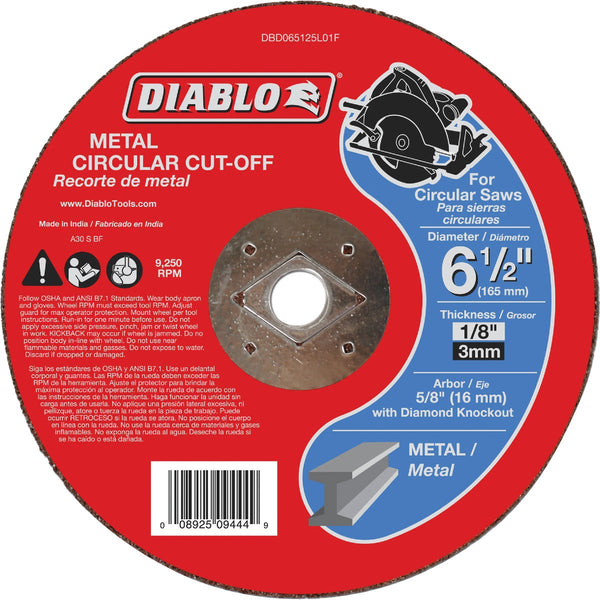 Diablo Type 1 6-1/2 In. x 1/8 In. x 5/8 In. Metal Cut-Off Wheel