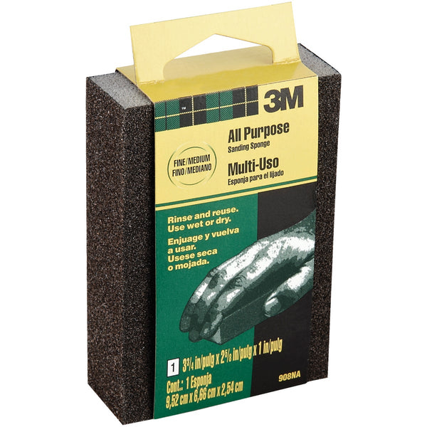 3M 2-5/8 In. x 3-3/4 In. x 1 In. Dual Grit Sanding Sponge, Fine/Medium