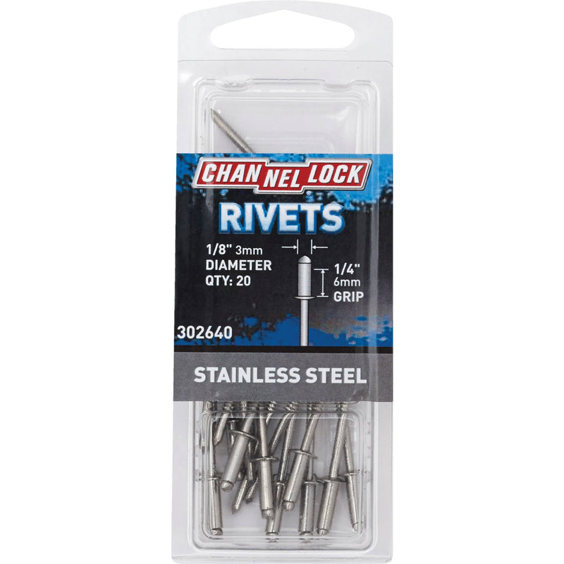 Channellock 1/8 In. Dia. x 1/4 In. Grip Stainless Steel POP Rivet (20-Pack)