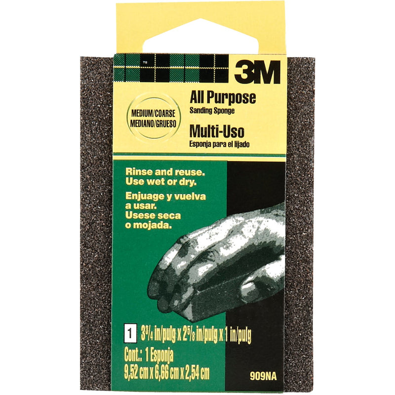 3M 2-5/8 In. x 3-3/4 In. x 1 In. Dual Grit Sanding Sponge,  Medium/Coarse