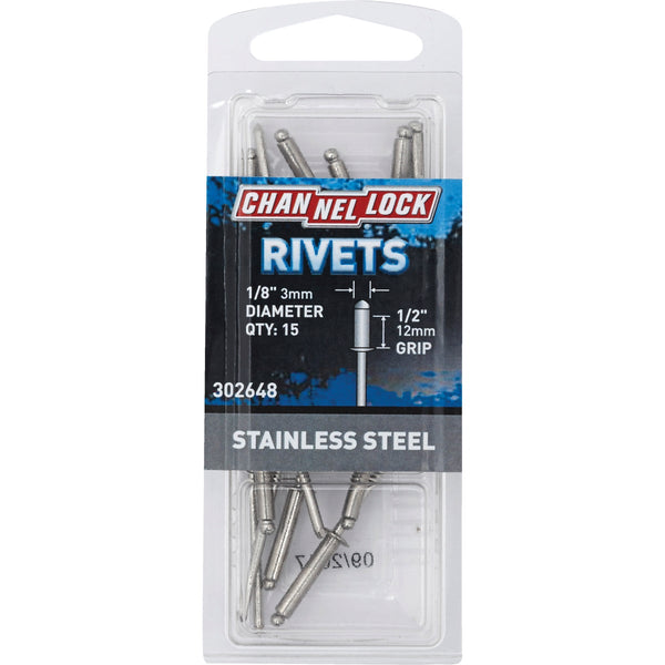 Channellock 1/8 In. Dia. x 1/2 In. Grip Stainless Steel POP Rivet (15-Pack)