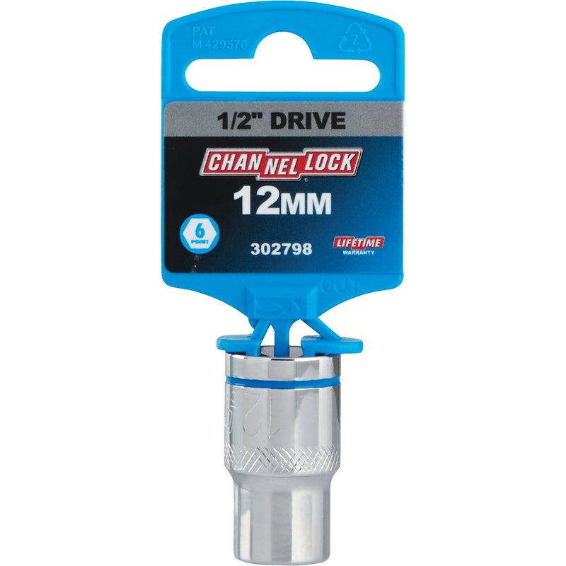 Channellock 1/2 In. Drive 12 mm 6-Point Shallow Metric Socket