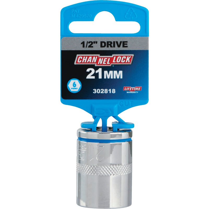 Channellock 1/2 In. Drive 21 mm 6-Point Shallow Metric Socket