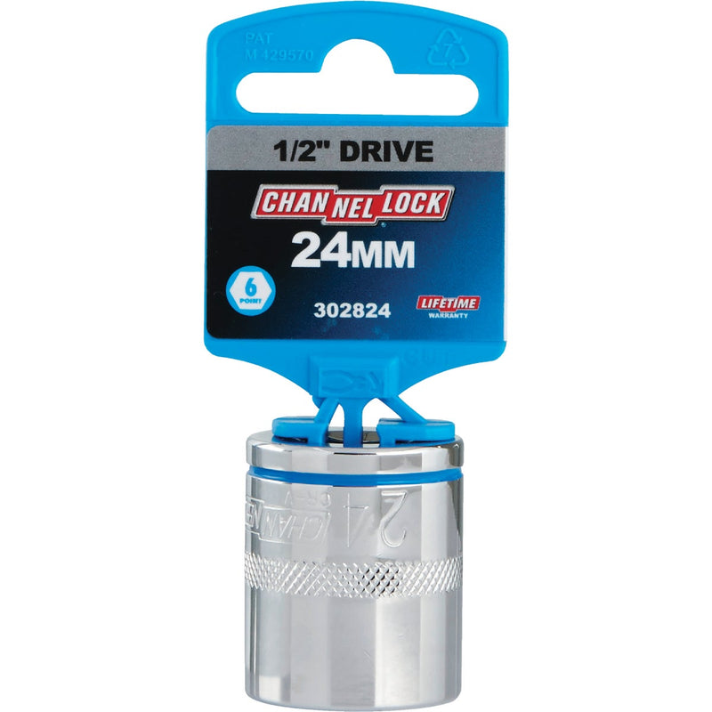 Channellock 1/2 In. Drive 24 mm 6-Point Shallow Metric Socket