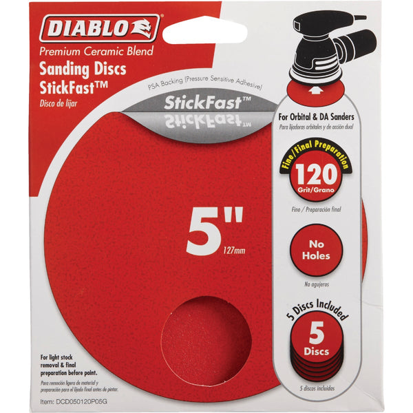 Diablo StickFast 5 In. 120 Grit Sanding Disc (5-Pack)
