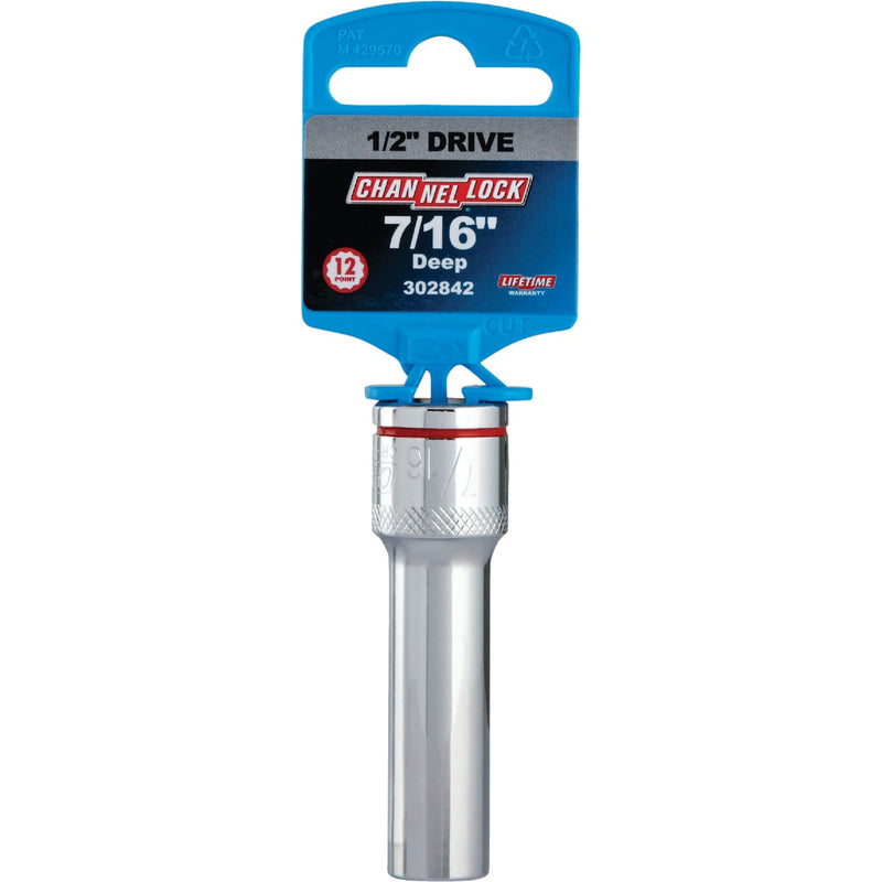 Channellock 1/2 In. Drive 7/16 In. 12-Point Deep Standard Socket