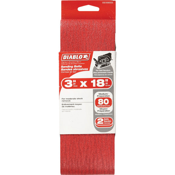 Diablo 3 In. x 18 In. 80 Grit General Purpose Sanding Belt (2-Pack)