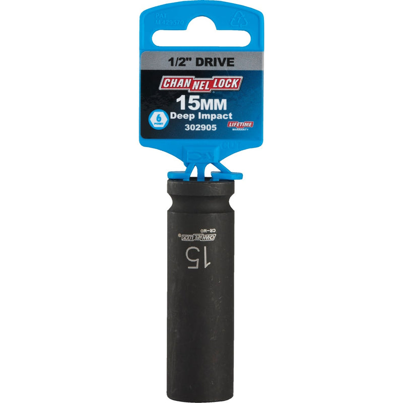 Channellock 1/2 In. Drive 15 mm 6-Point Deep Metric Impact Socket