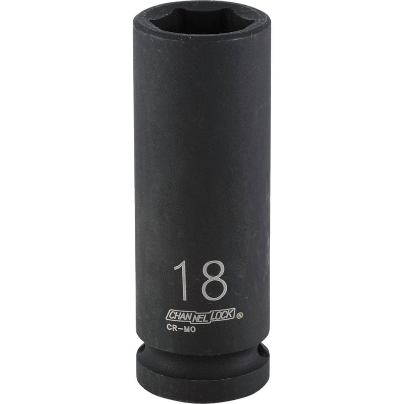 Channellock 1/2 In. Drive 18 mm 6-Point Deep Metric Impact Socket