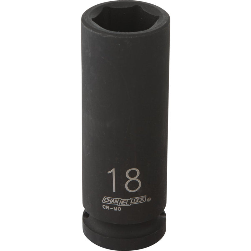 Channellock 1/2 In. Drive 18 mm 6-Point Deep Metric Impact Socket