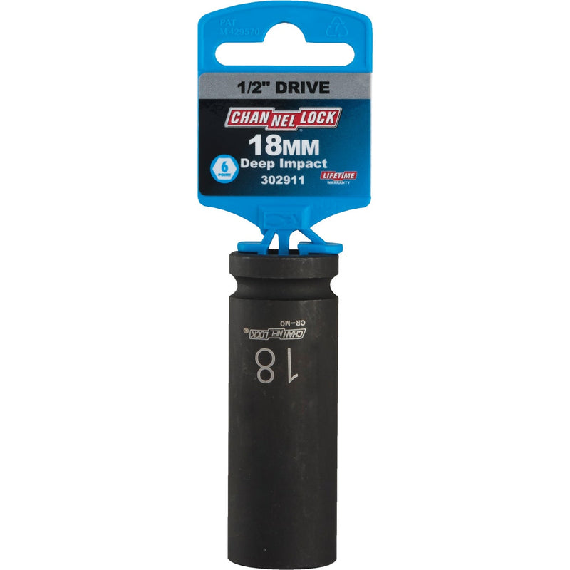 Channellock 1/2 In. Drive 18 mm 6-Point Deep Metric Impact Socket