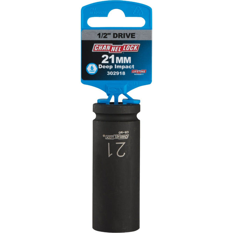 Channellock 1/2 In. Drive 21 mm 6-Point Deep Metric Impact Socket