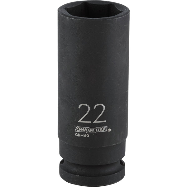 Channellock 1/2 In. Drive 22 mm 6-Point Deep Metric Impact Socket