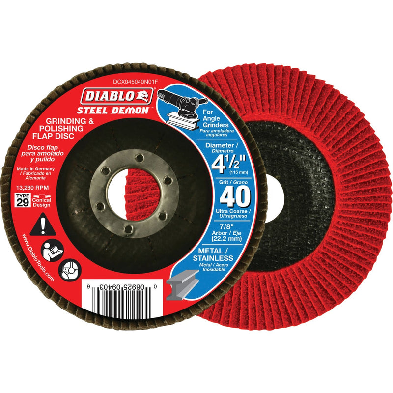 Diablo Steel Demon 4-1/2 In. x 7/8 In. 80-Grit Type 29 Angle Grinder Flap Disc