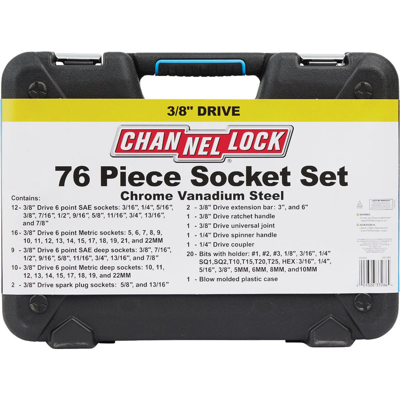 Channellock Standard/Metric 3/8 In. Drive 6-Point Combination Ratchet & Socket Set (76-Piece)