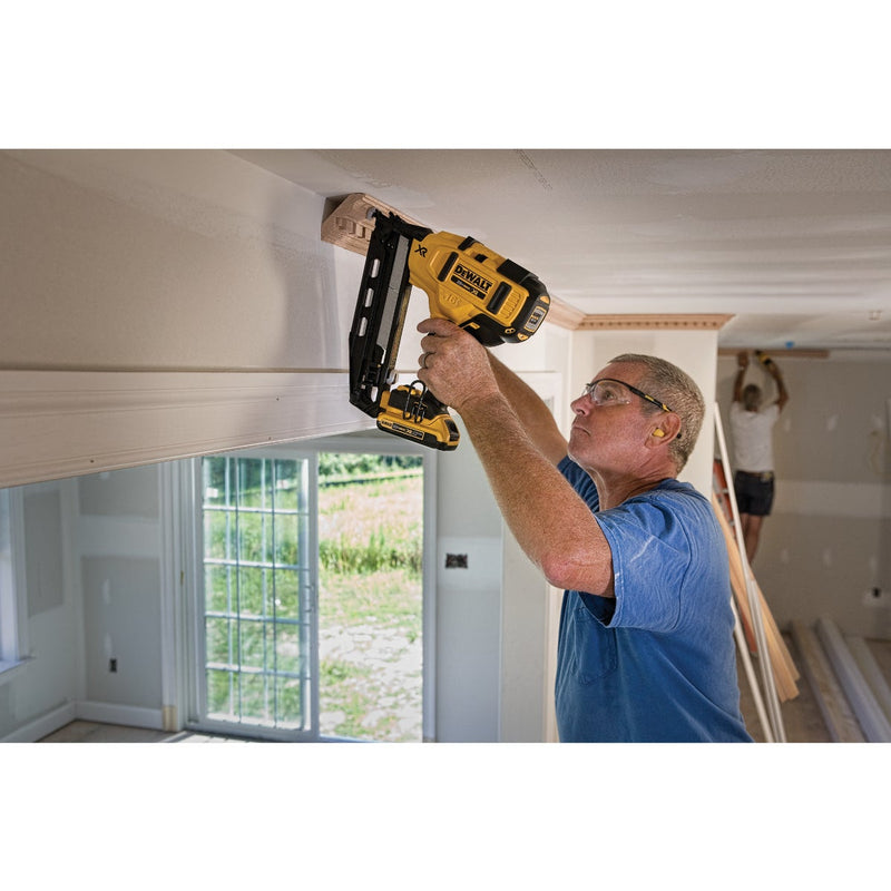 DEWALT 20V MAX XR Brushless 16-Gauge 2-1/2 In. Angled Cordless Finish Nailer Kit with 2.0 Ah Battery & Charger