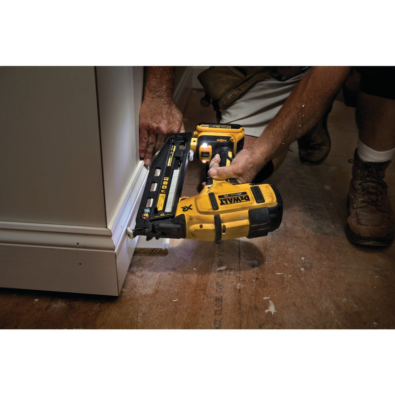 DEWALT 20V MAX XR Brushless 16-Gauge 2-1/2 In. Angled Cordless Finish Nailer Kit with 2.0 Ah Battery & Charger