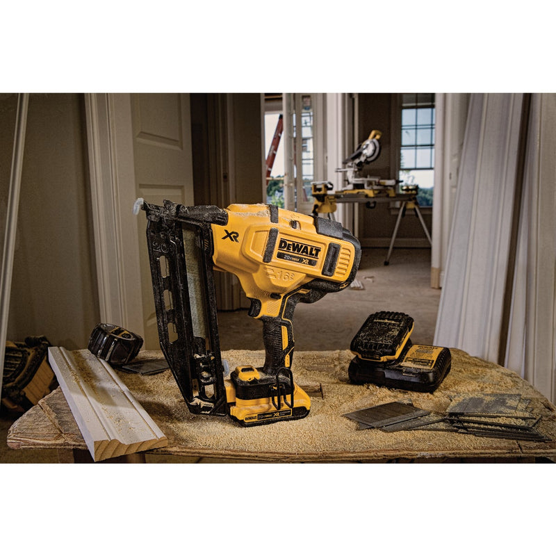 DEWALT 20V MAX XR Brushless 16-Gauge 2-1/2 In. Angled Cordless Finish Nailer Kit with 2.0 Ah Battery & Charger