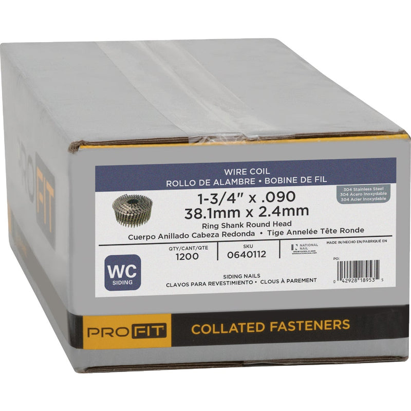 Pro-Fit 1-3/4 In. x 0.090 In. 15 Degree Wire Weld 304-Stainless Steel Coil Siding Nail (1200 Ct.)