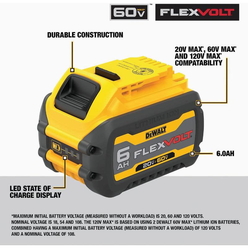 DEWALT FLEXVOLT 20V/60V MAX Lithium-Ion 6.0 Ah Battery Pack