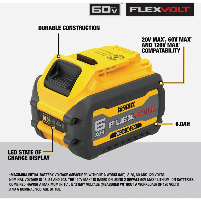 DEWALT FLEXVOLT 20V/60V MAX Lithium-Ion 6.0 Ah Battery Pack (2-Pack)