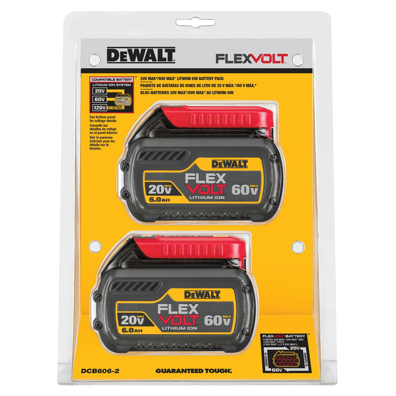 DEWALT FLEXVOLT 20V/60V MAX Lithium-Ion 6.0 Ah Battery Pack (2-Pack)