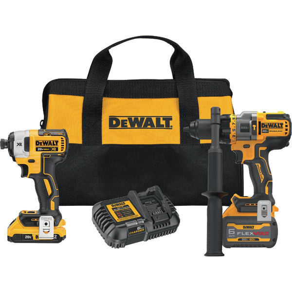 DEWALT 20V MAX 2-Tool Brushless Cordless Hammer Drill & Impact Driver Combo Kit with FLEXVOLT ADVANTAGE & (2) Batteries & Charger