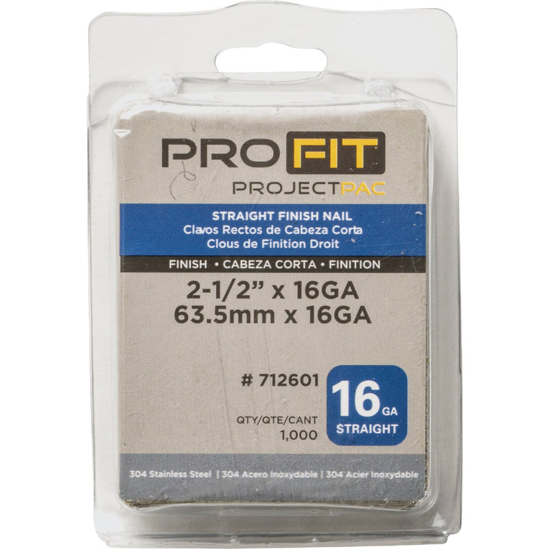 Pro-Fit 2-1/2 In. 16 Gauge 304-Stainless Steel Straight Finish Nail (1000 Ct.)