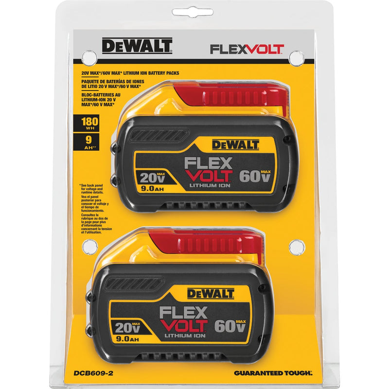 DEWALT FLEXVOLT 20V/60V MAX Lithium-Ion 9.0 Ah Battery Pack (2-Pack)