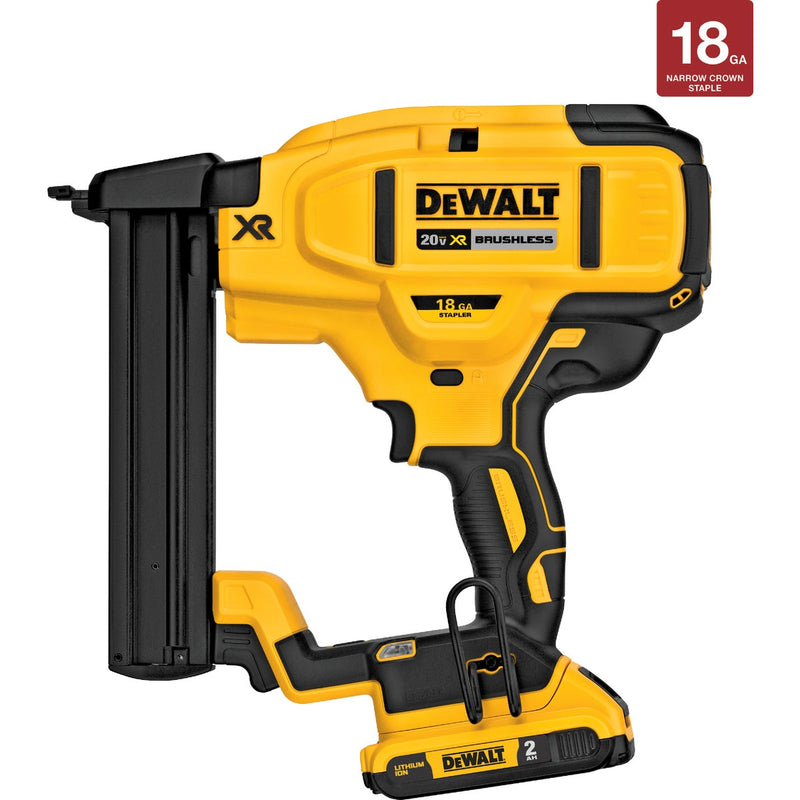 DEWALT 20V MAX XR Brushless 18-Gauge 1/4 In. Cordless Narrow Crown Stapler Kit with 2.0 Ah Battery & Charger