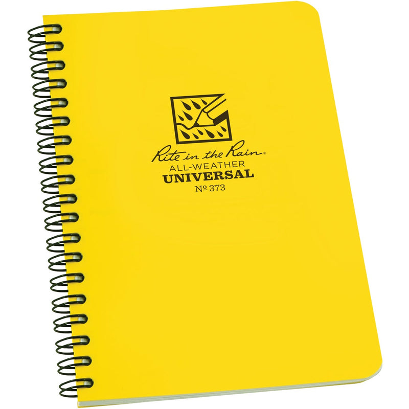 Rite in the Rain All-Weather 4-7/8 In. W x 7 In. H 32-Sheet Side-Spiral Universal Pattern Bound Notebook, Yellow