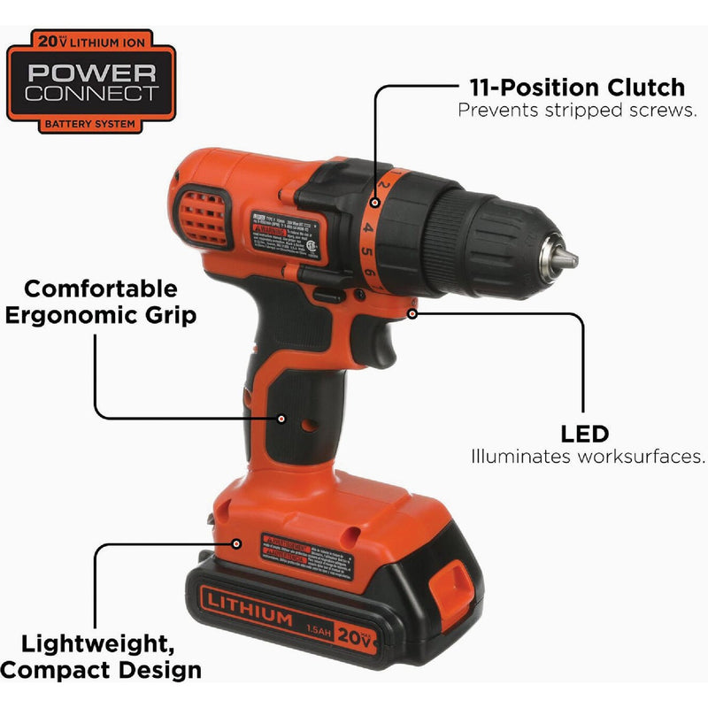 Black & Decker 20V MAX 3/8 In. Cordless Drill & Project Kit (68-Piece)