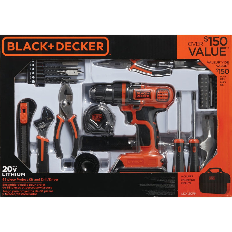 Black & Decker 20V MAX 3/8 In. Cordless Drill & Project Kit (68-Piece)