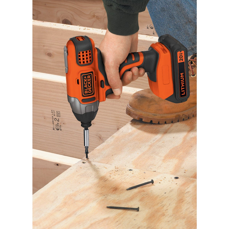 Black & Decker 20-Volt MAX Lithium-Ion 1/4 In. Hex Cordless Impact Driver Kit