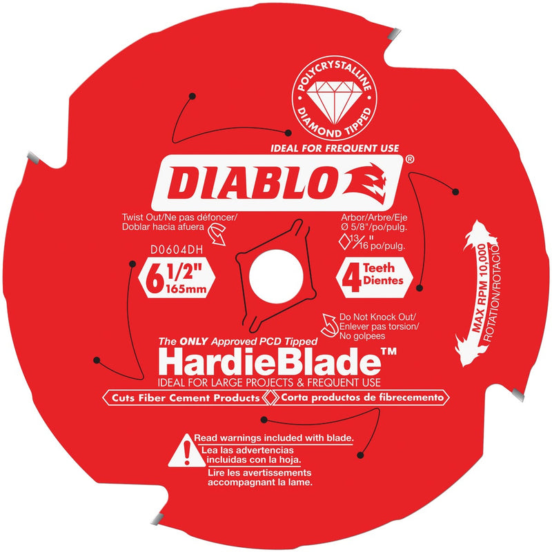 Diablo HardieBlade 6-1/2 In. 4-Tooth PCD (Polycrystalline Diamond) Fiber Cement Circular Saw Blade