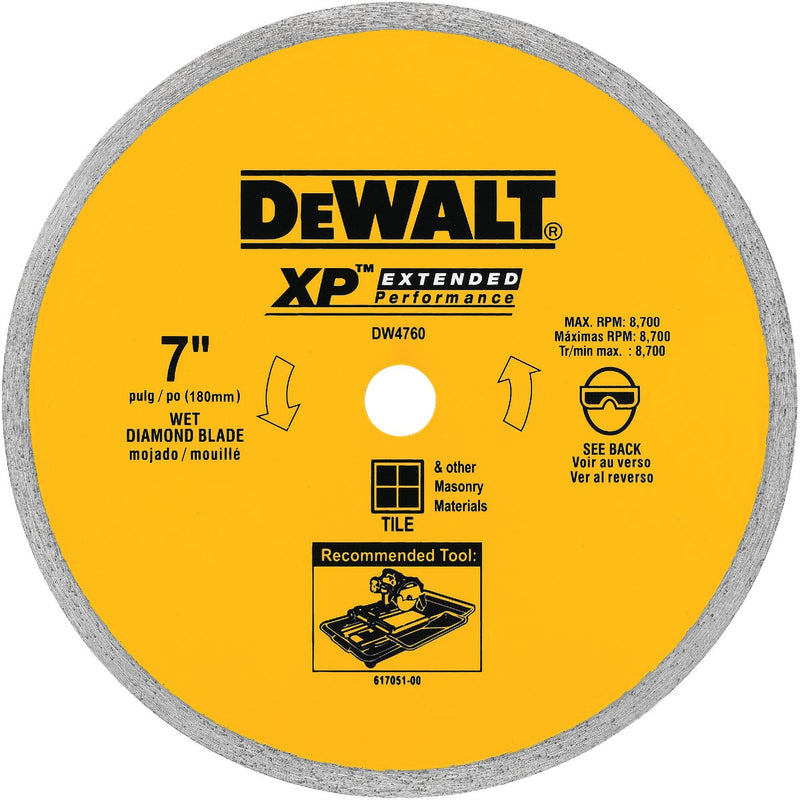 DEWALT Extended Performance 7 In. Continuous Rim Dry/Wet Cut Tile Diamond Blade