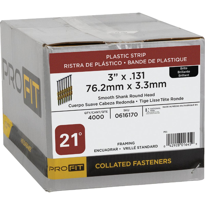 Pro-Fit 3 In. x 0.131 In. 21 Degree Plastic Strip Round Head Brite Framing Stick Nails (4000 Ct.)