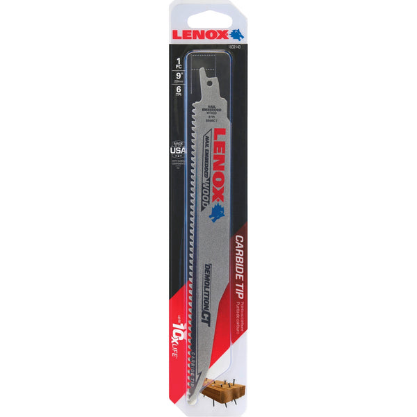 Lenox Demolition CT 9 In. 6 TPI Wood w/Nails Demolition Reciprocating Saw Blade