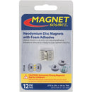 MagnetSource 1.68 Lb. Capacity Neodymium Disc Magnet with Adhesive (12-Pack)