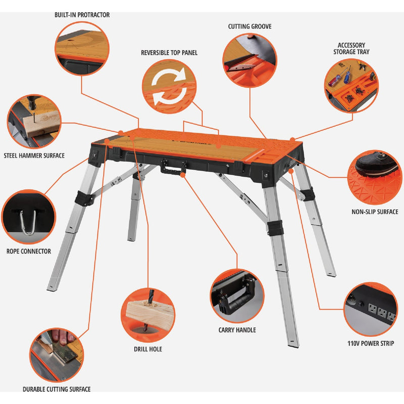 OmniTable 4-in-1 Work Support: Workbench, Work Platform/Scaffold, Dolly & Creeper